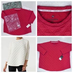 NWT Tuckernuck Ally Swing Quilted Sweatshirt Top ~ M/L ~ tomato red
